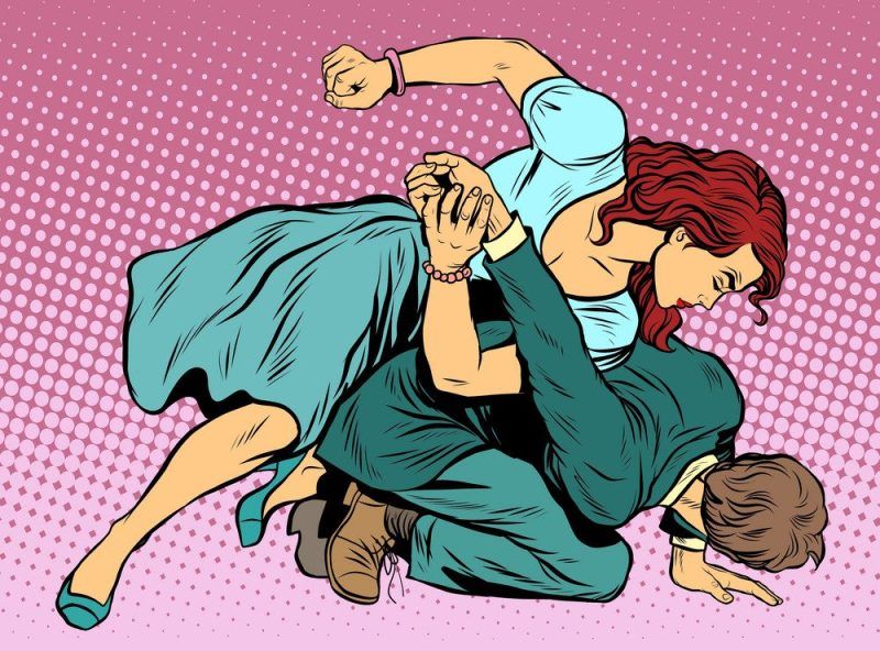 Woman beats man in fight vector 8407846 e1696333099625