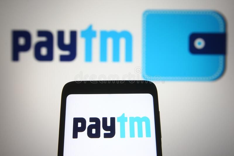 Kyiv ukraine june photo illustration paytm logo seen mobile phone computer screen paytm logo 221608274