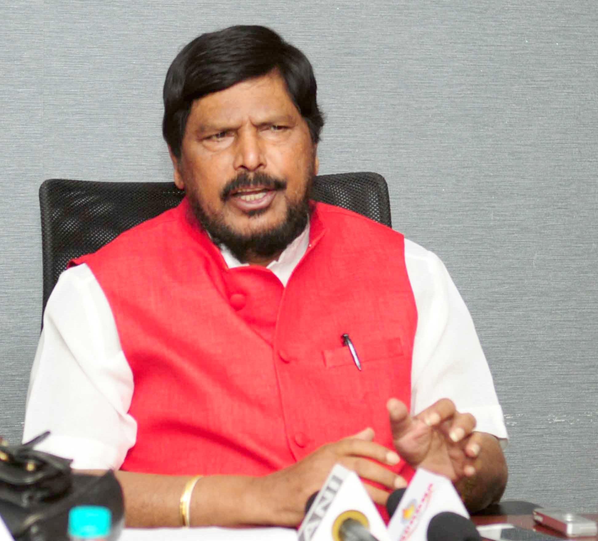 The Minister of State for Social Justice Empowerment Shri Ramdas Athawale addressing a press conference in New Delhi on November 24 2017
