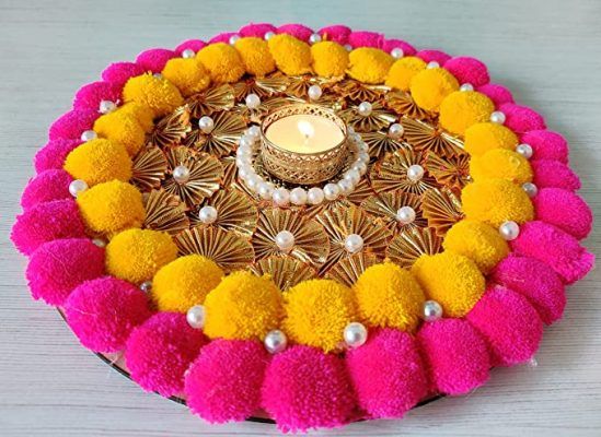 Rakhi thali decoration with bangles pearls and other embellishments 549x400 1