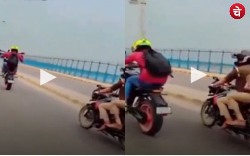 यूपी की सड़कों पर पुलिसवालों के सामने स्टंट करता दिखा युवक, वीडियो वायरल