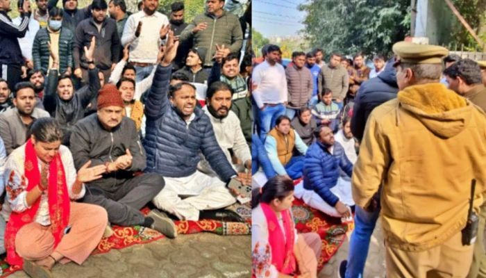 पुलिस की गिरफ्त में BJP युवा मोर्चा का मंडल अध्यक्ष, थाने के बाहर समर्थकों ने की नारेबाजी