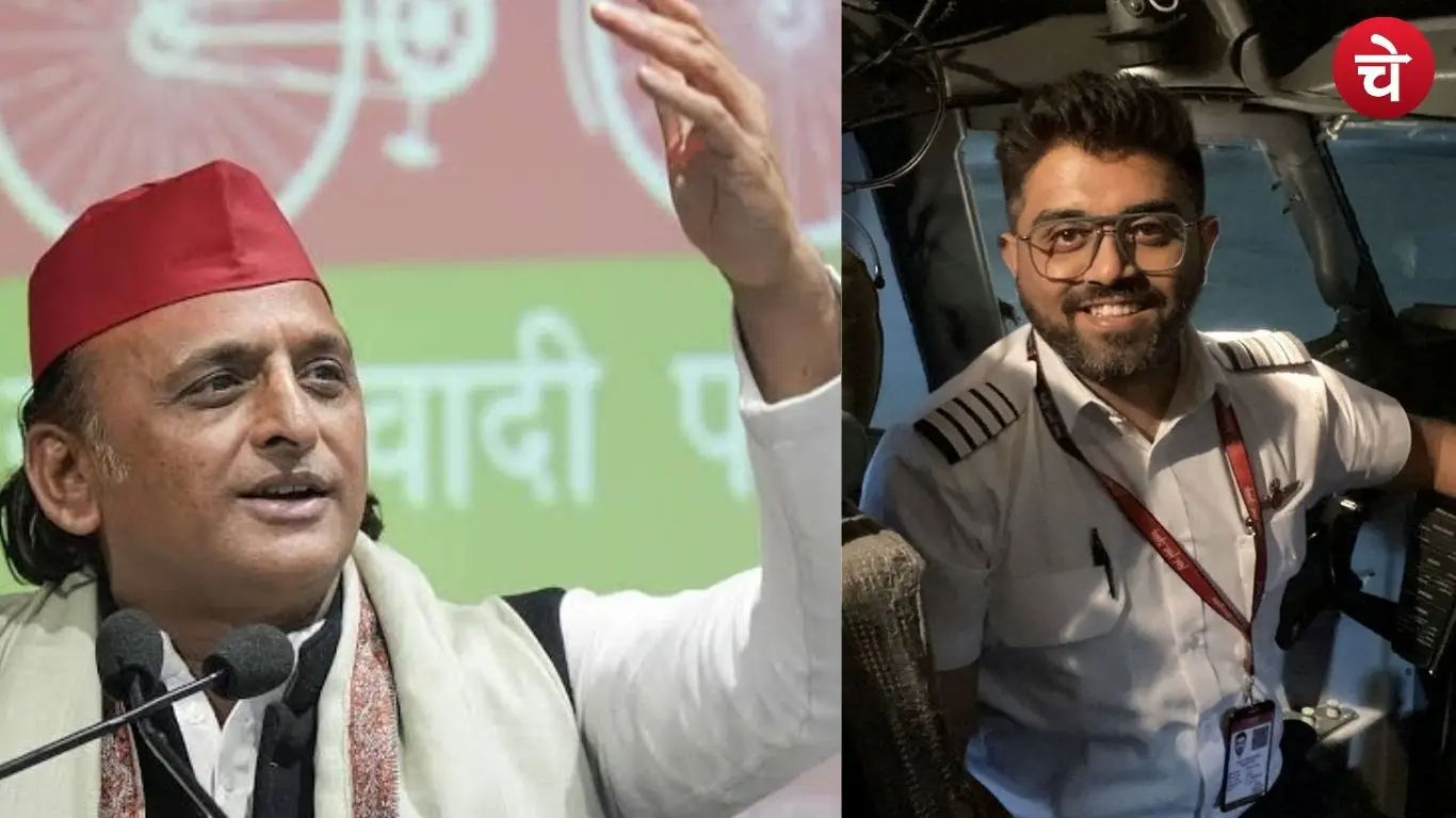 A photo of Samajwadi Party National President Akhilesh Yadav and Captain Smit Machhar