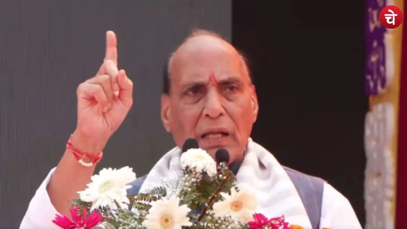 Defence Minister Rajnath Singh addressing the Jyoti Yatra programme in Ghaziabad