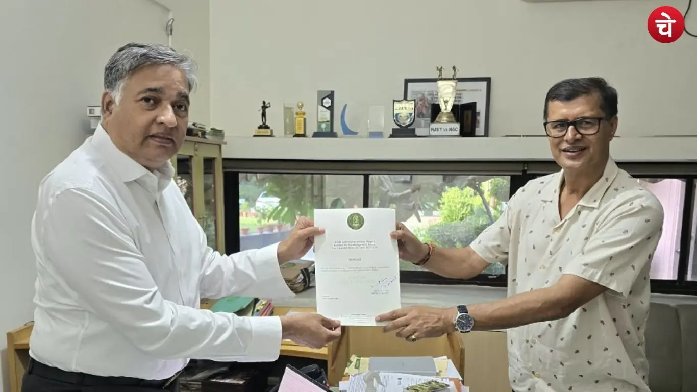 Dr. Harish Tripathi receives congratulations following his victory in the Noida Golf Course election