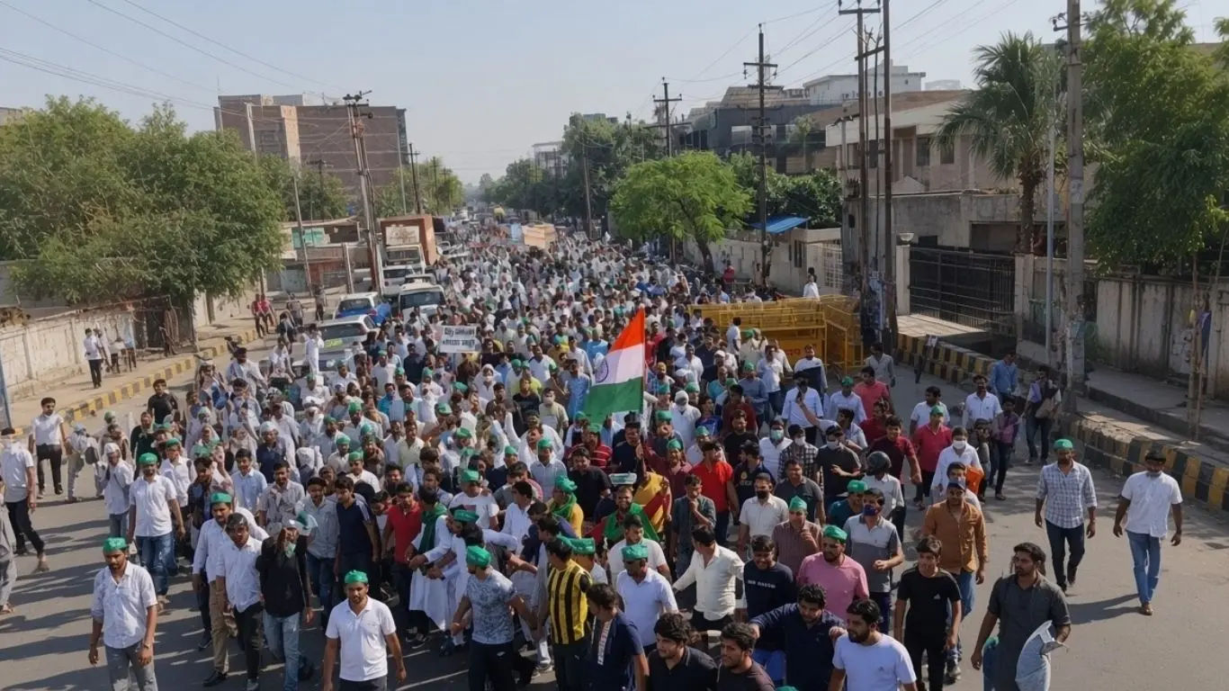 Farmers protesting to press their demands before the government