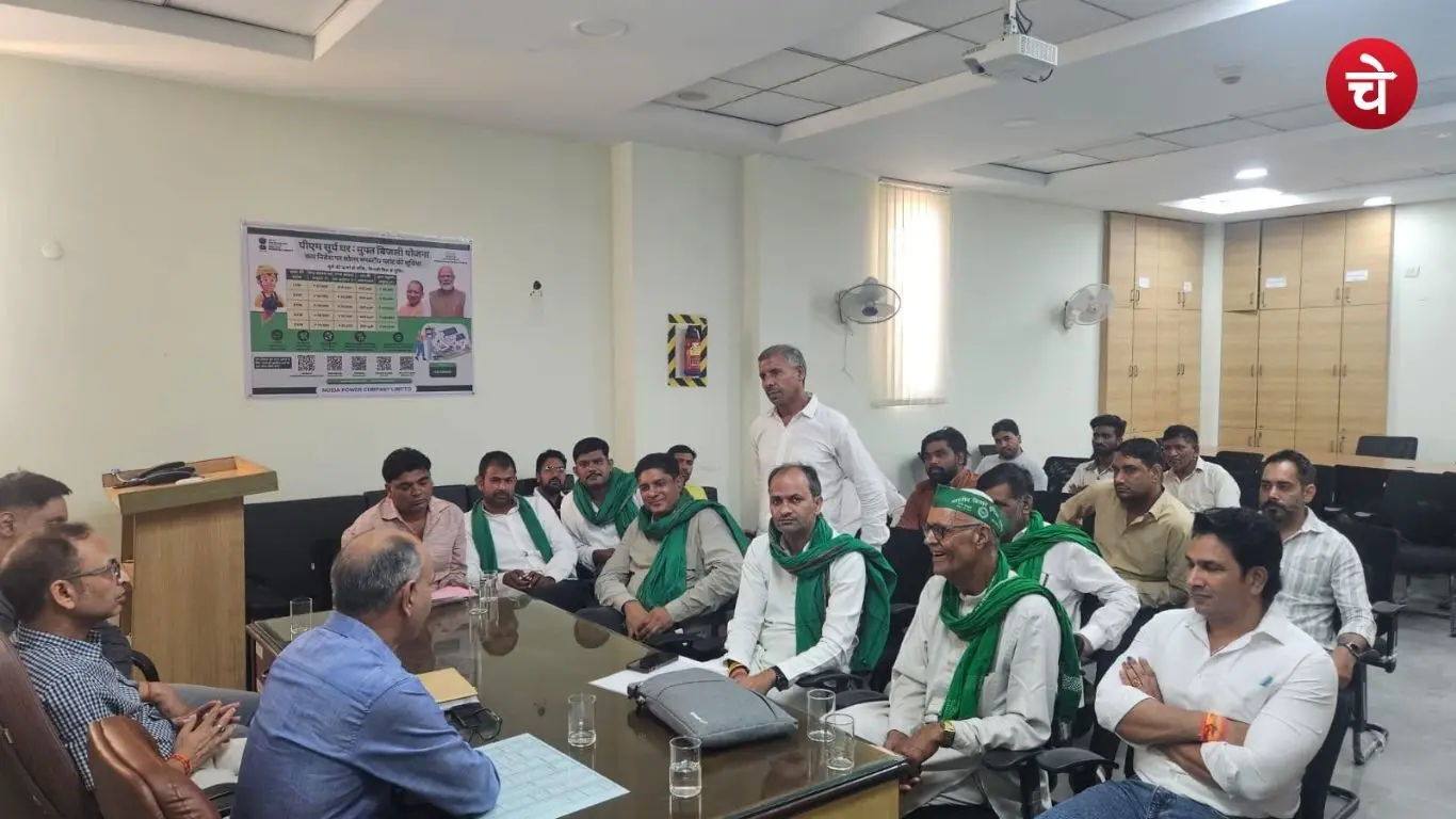 Office bearers of the Bharatiya Kisan Union (Krishak) holding a meeting regarding electricity related issues faced by farmers in Greater Noida