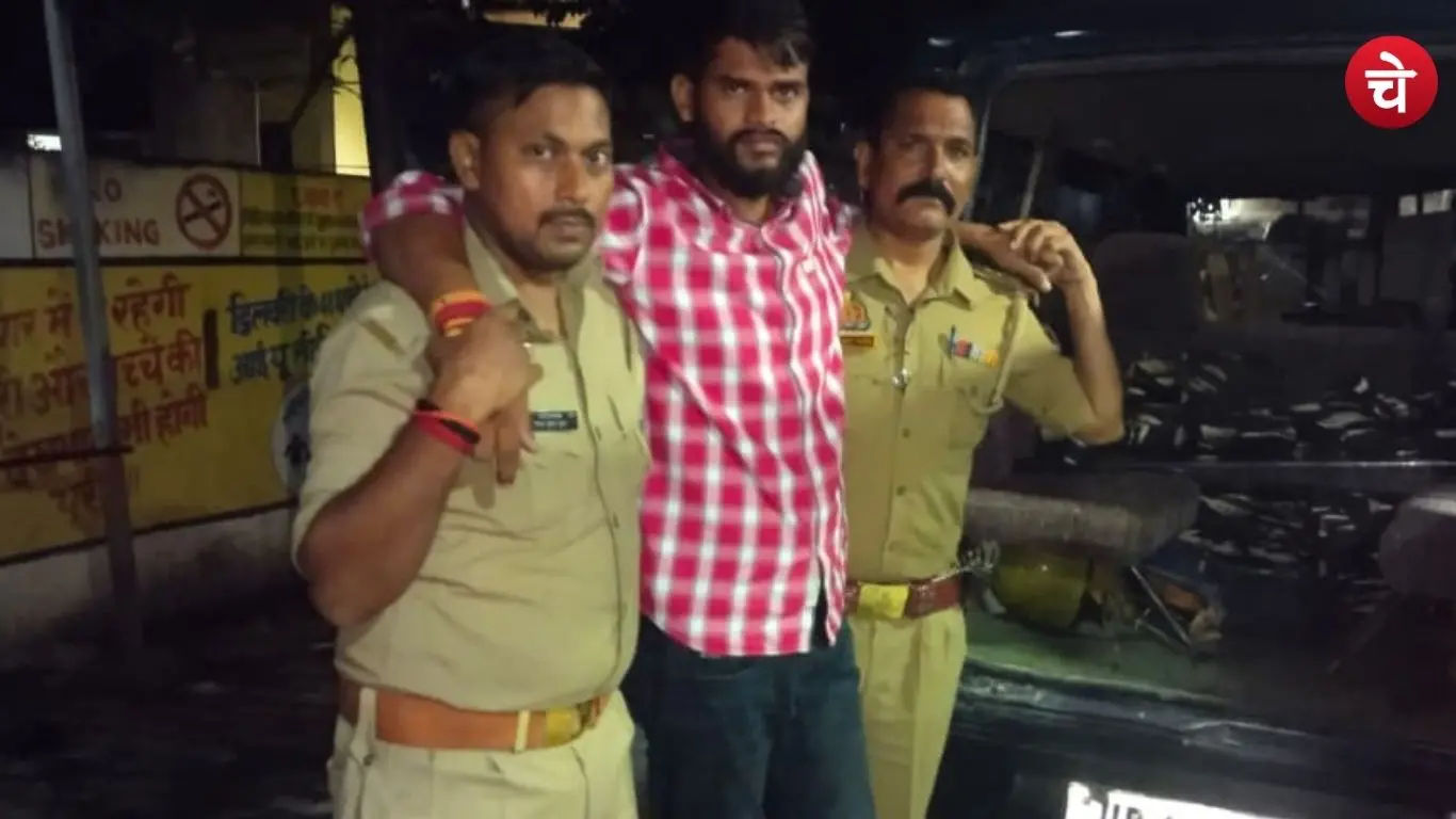 Police taking an injured wanted accused for treatment following a police encounter in Akhandnagar, Sultanpur.