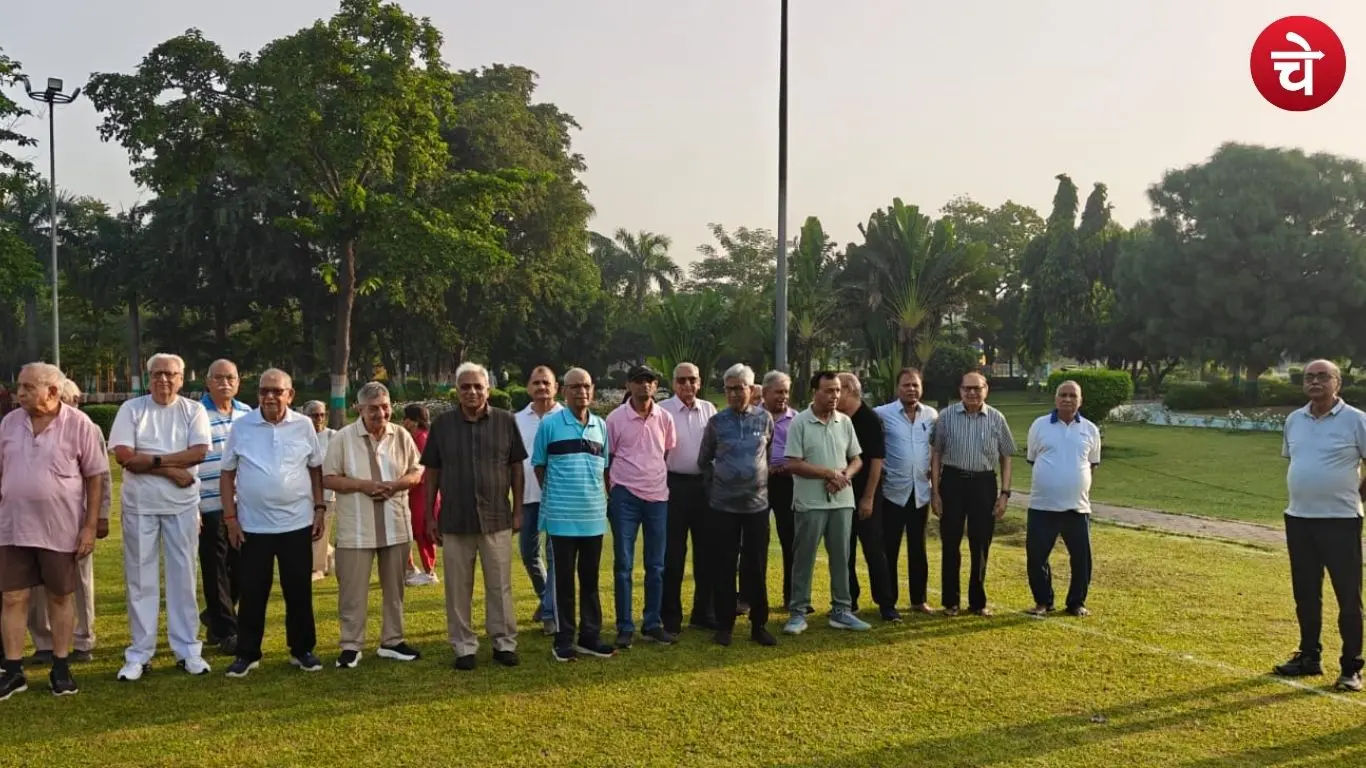 Senior citizens showing enthusiasm at a sports competition in Greater Noida