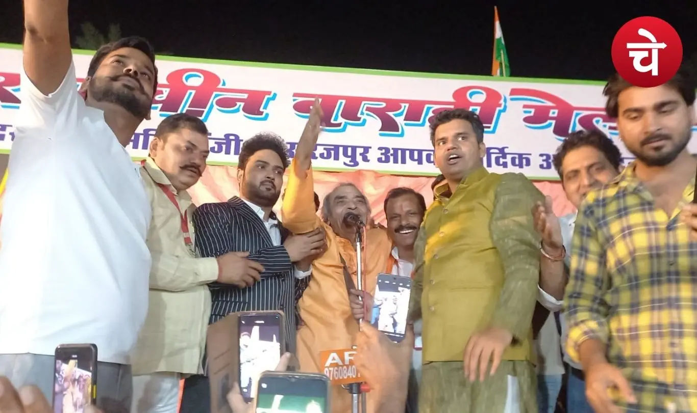Renowned poet Santosh Anand at the Barahi Fair in Greater Noida