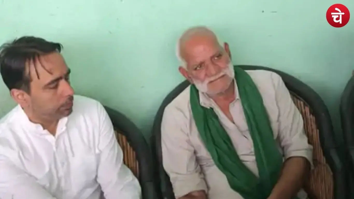 A photo of Union Minister and RLD President Jayant Chaudhary meeting the family of Ankit Balian following his murder in Shamli Uttar Pradesh