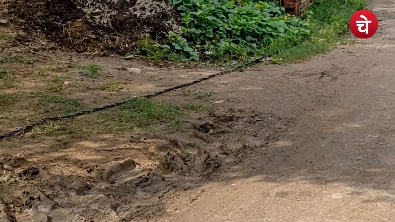 440 volt power line fell onto the road during heavy rain in Alampur Nariya village