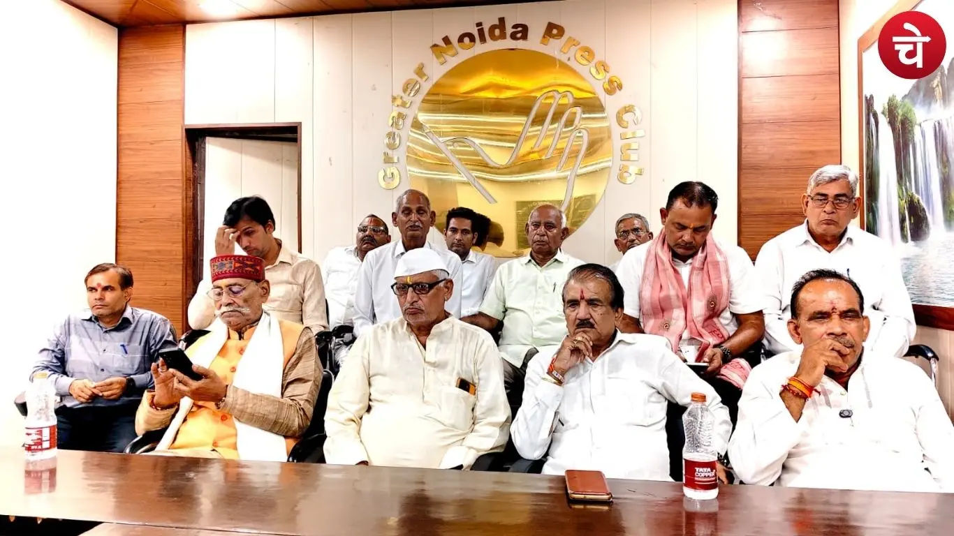A photo of members of the Brahmin community present at a press conference held at the Greater Noida Press Club