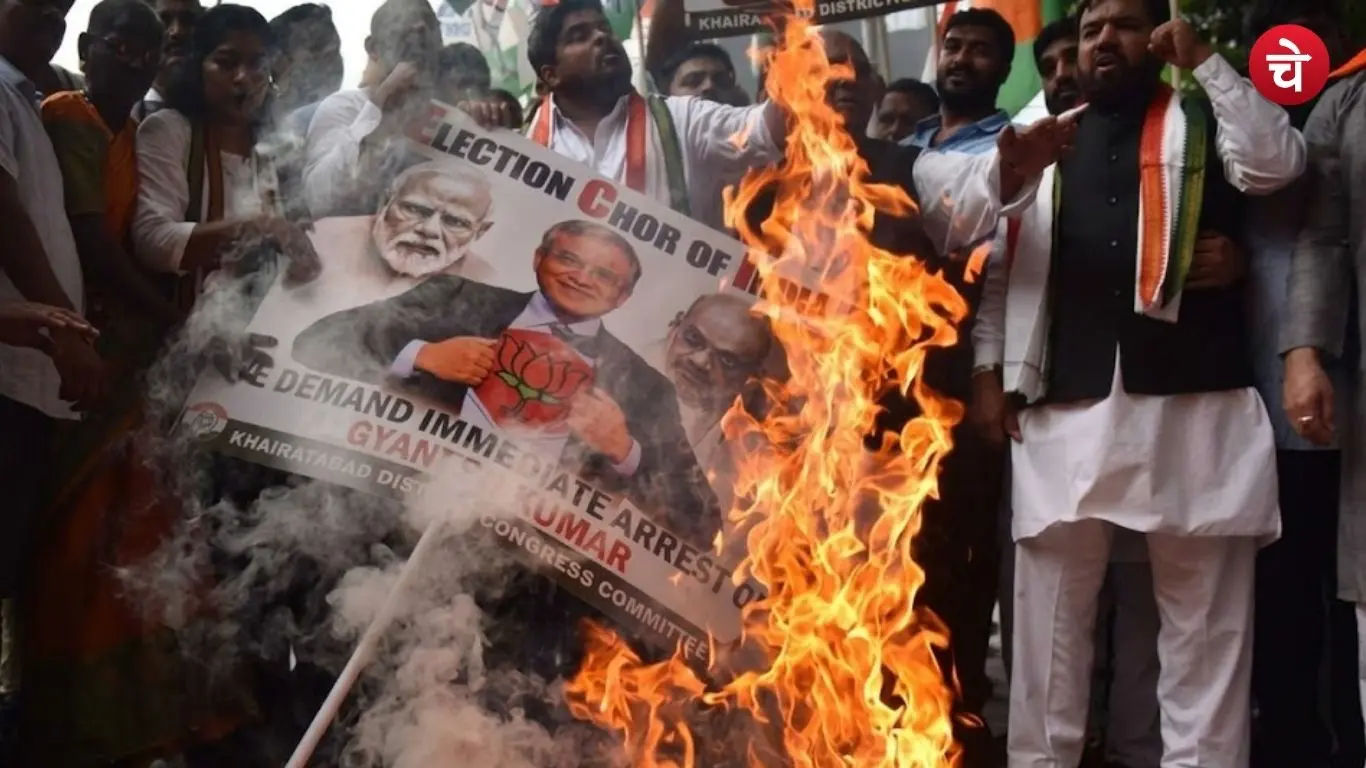 Congress workers protesting against CEC Gyanesh Kumar across the country amidst the controversy