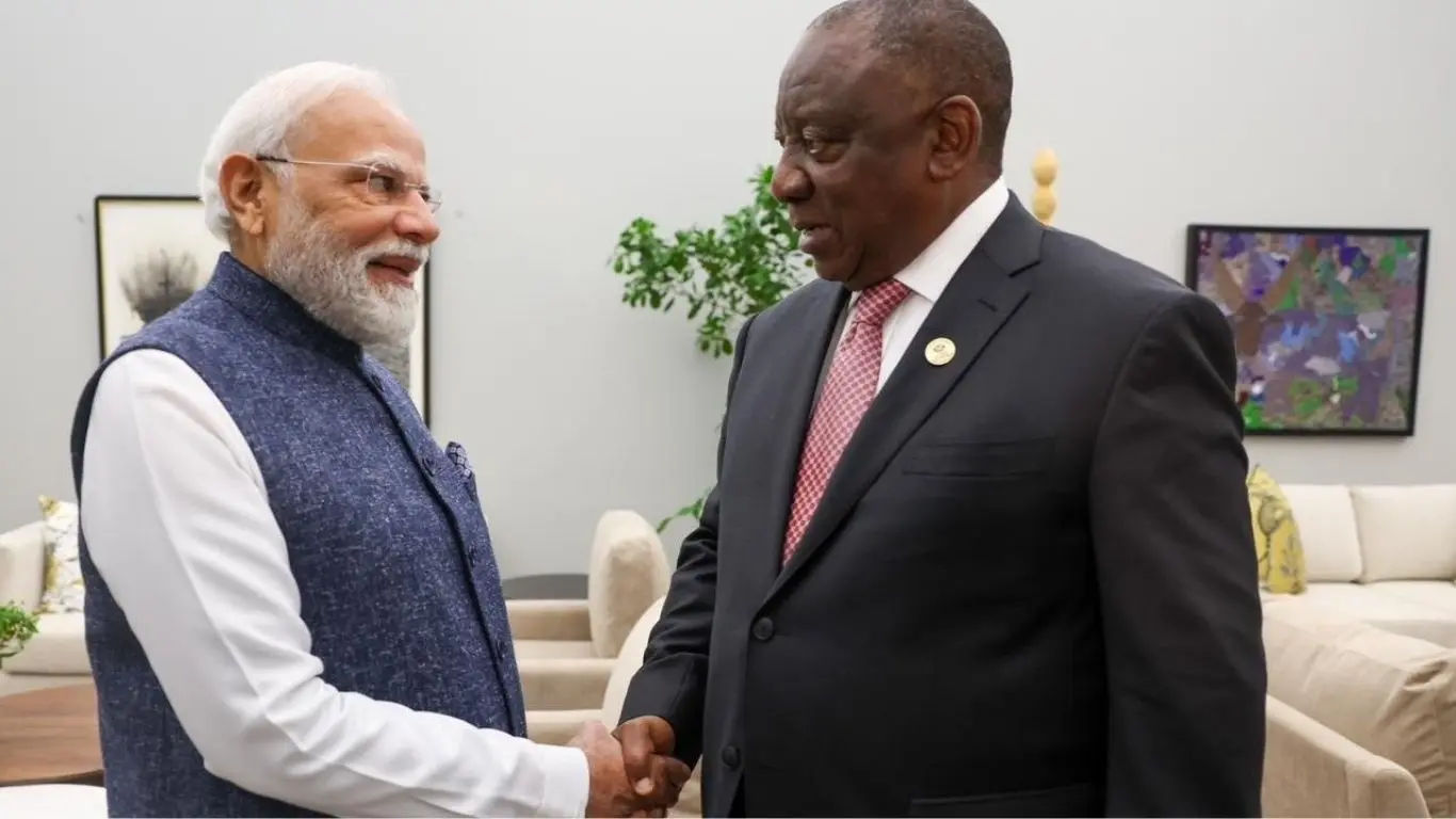 File photo of Indian Prime Minister Narendra Modi and South African President Cyril Ramaphosa