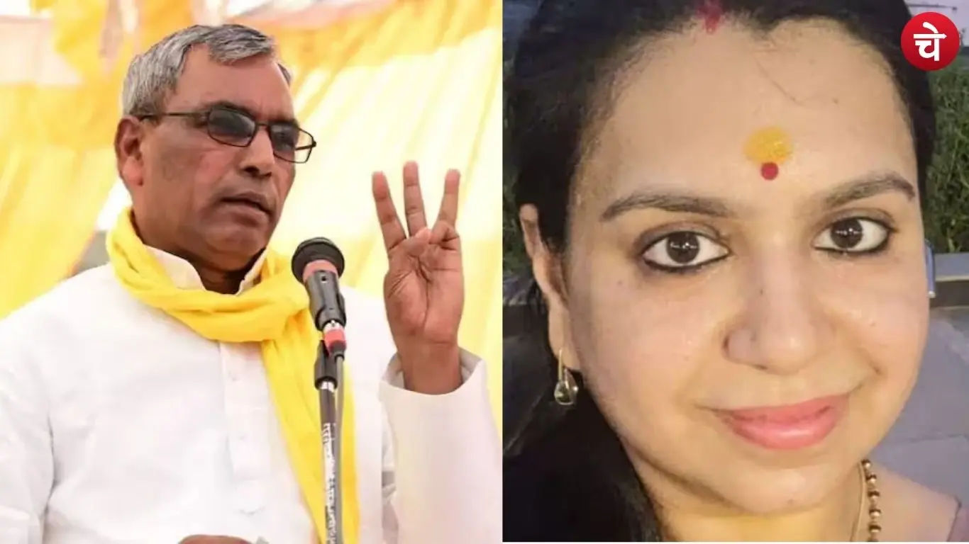 File photo of Om Prakash Rajbhar and former IAS officer Divya Mittal