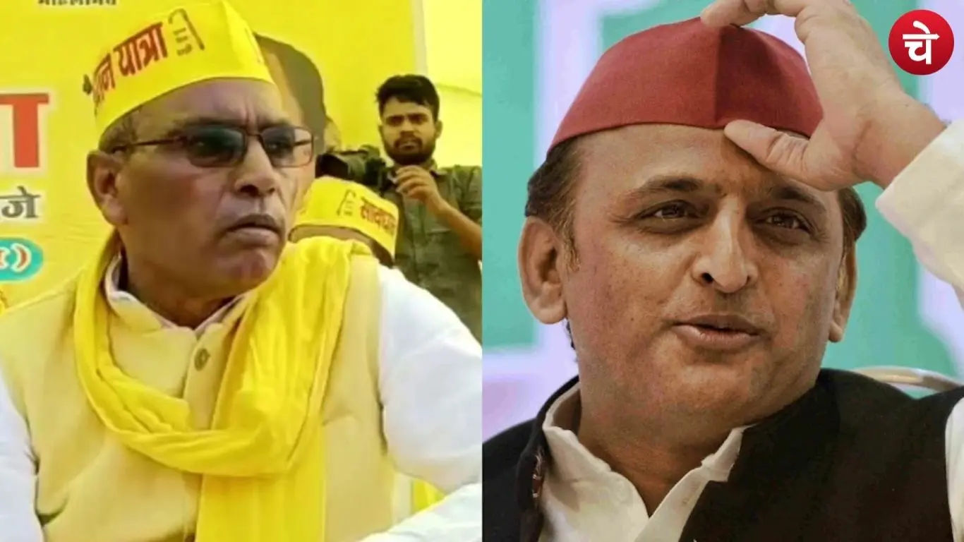 File photo of Suheldev Bharatiya Samaj Party chief Om Prakash Rajbhar and former Uttar Pradesh Chief Minister Akhilesh Yadav (1)