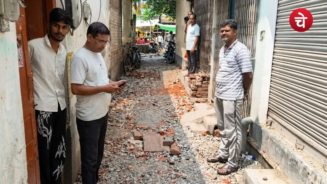 Local residents troubled by the road dug up for sewer and drain construction work