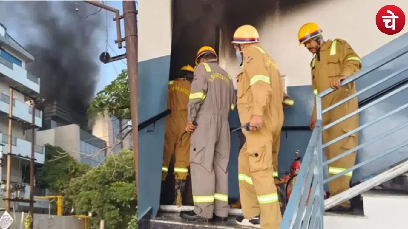 Massive fire breaks out at a garment factory in Noida Sector-63
