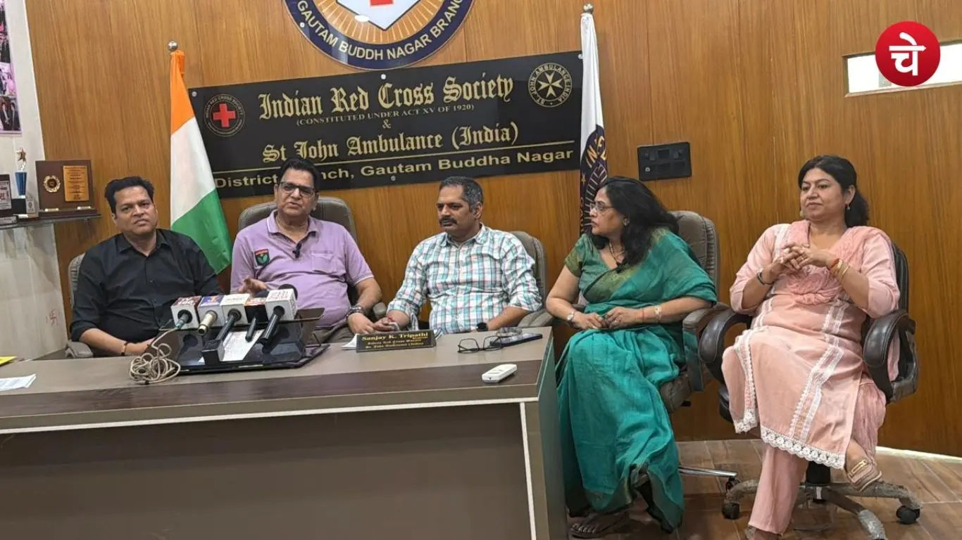 Office bearers present during the press conference held at the Gautam Buddha Nagar Red Cross office