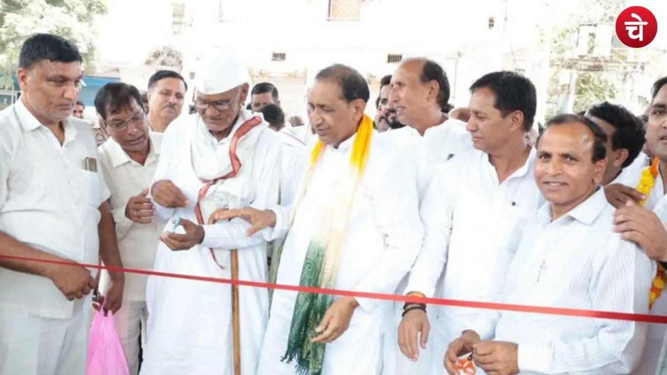 Tejpal Singh Nagar, MLA of the Dadri Assembly constituency, laying the foundation stone for development works in Sunpura