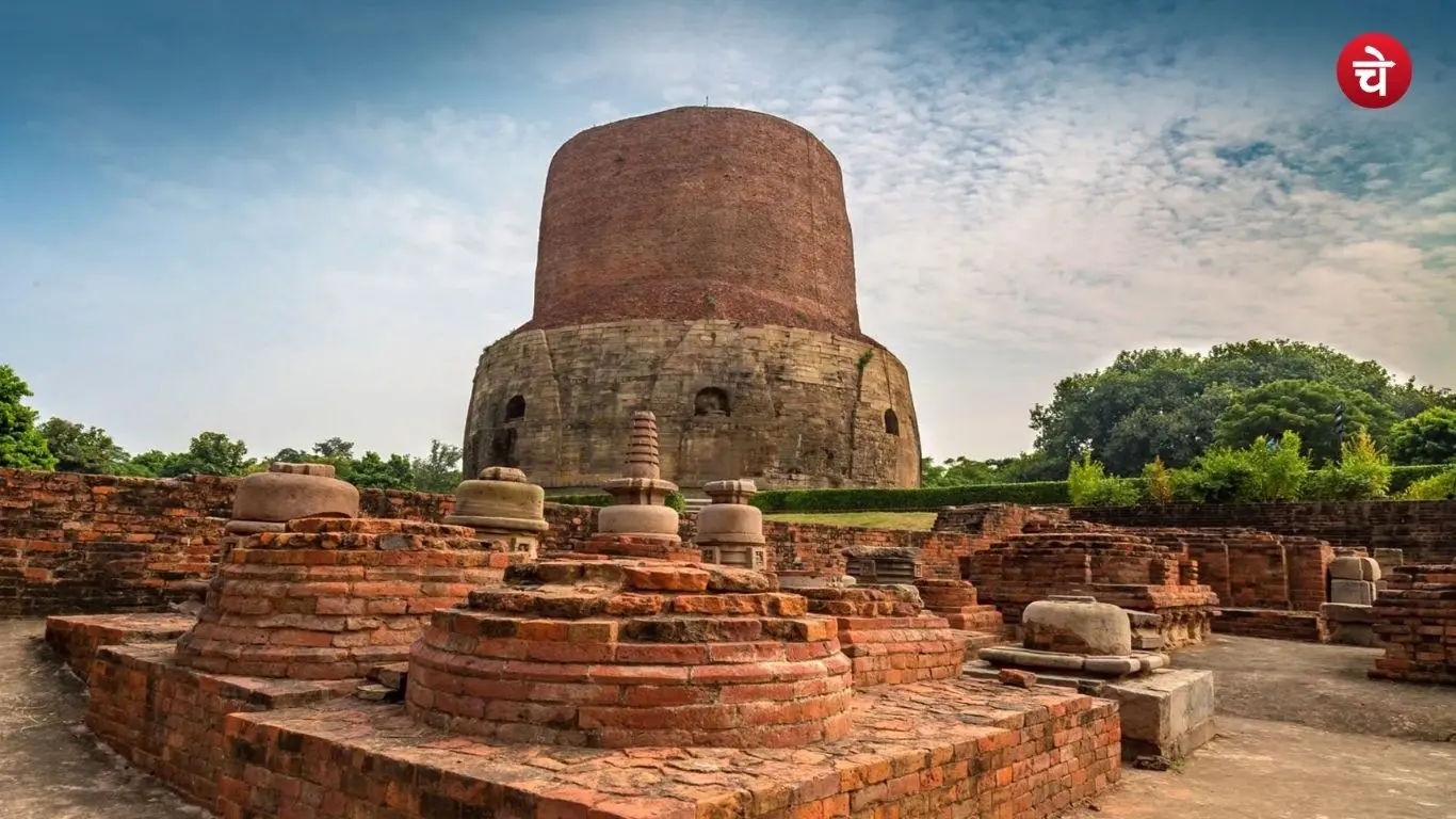 The Dhamek Stupa in Sarnath, a major center of UP's Buddhist tourism circuit